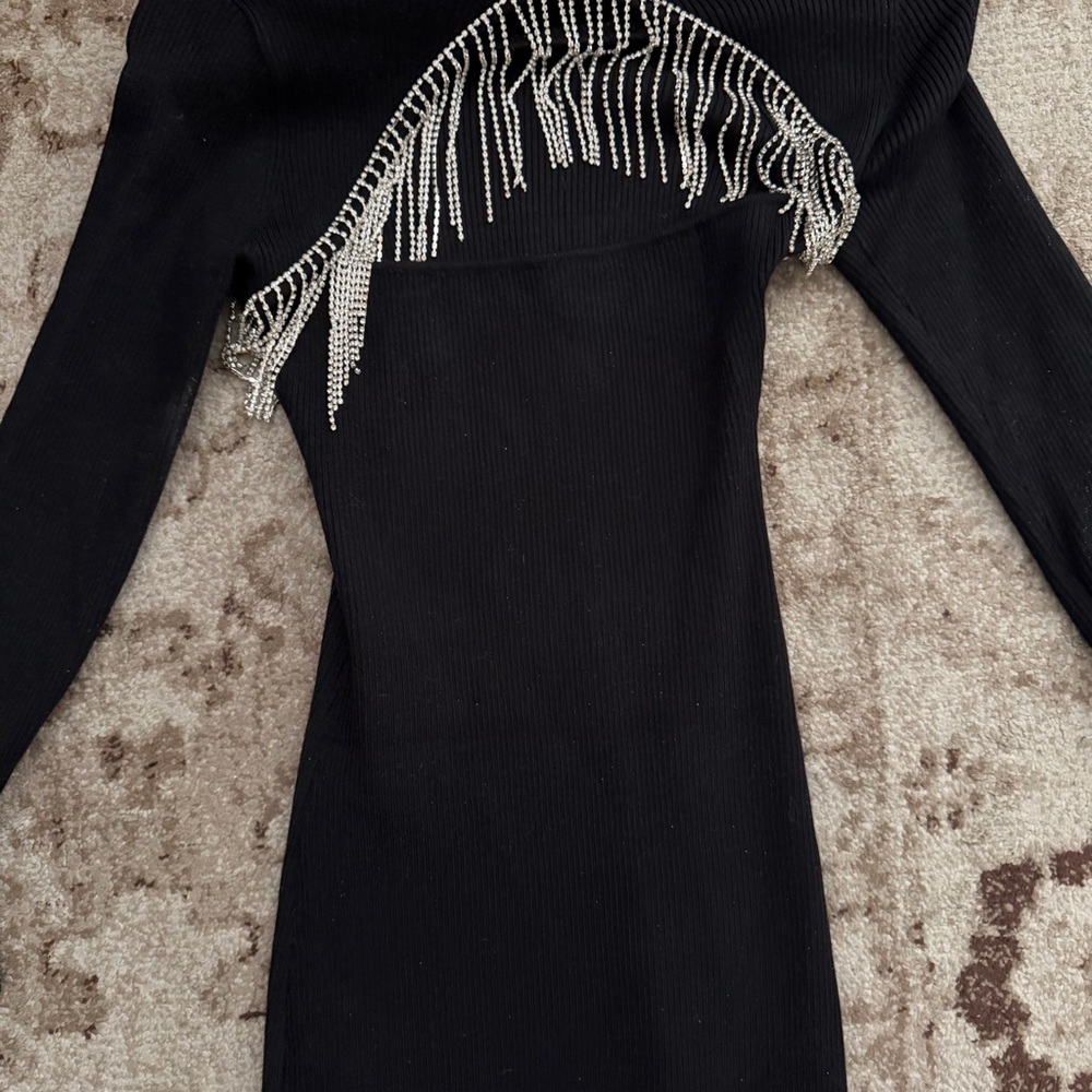 🖤✨ Luxury Black Dress with Diamonds